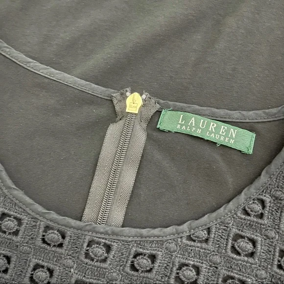 Lauren Ralph Lauren Black Eyelet Textured Tank - Picture 8 of 11